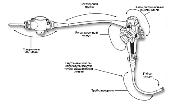 Части эндоскопа. Технический эндоскоп схема. Строение эндоскопа медицинского. Строение гибкого эндоскопа. Эндоскоп медицинский схема.